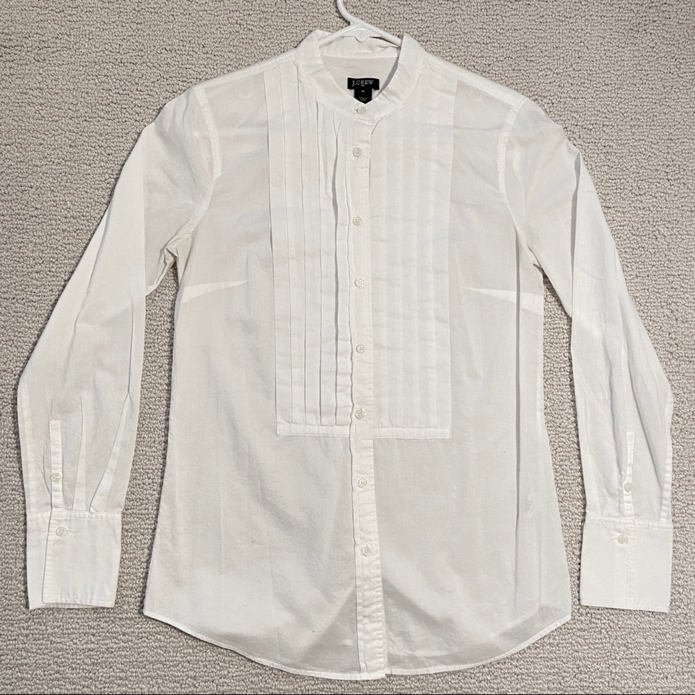 J Crew White Tuxedo Button Down Shirt